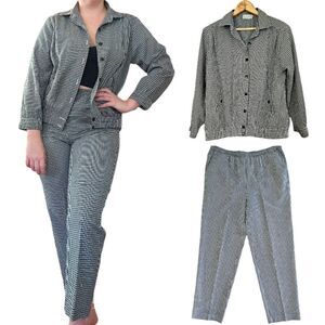 Vintage Alfred Dunner '80s Gingham Black & White Two Piece Matching Suit Set 6P